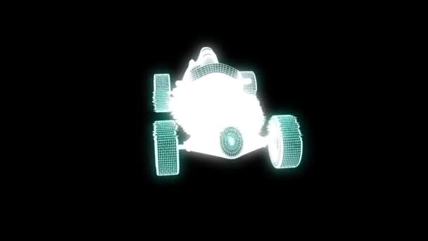 Racing bil Hologram trådram. Fina 3d-Rendering — Stockvideo