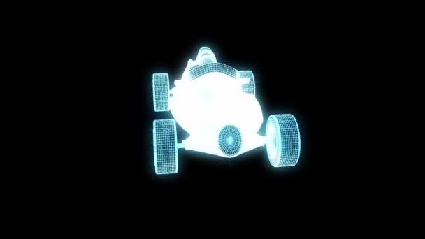 Racing Car Hologram Wireframe. Nice 3D Rendering — Stock Video