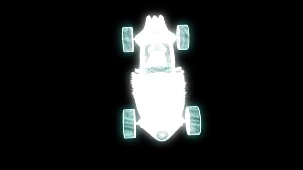 Hologramme de voiture de course Wireframe. Belle rendu 3D — Video