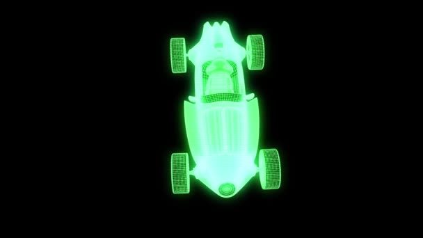 Hologramme de voiture de course Wireframe. Belle rendu 3D — Video