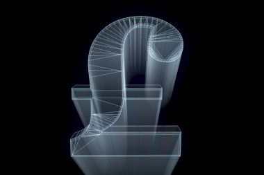 3D nakit Tel Çerçeve hologramı tarzda imzala. Güzel 3d render