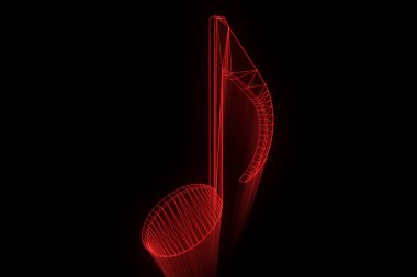 3D müzik Not Tel Çerçeve hologramı tarzı. 