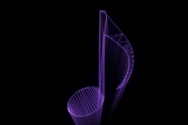 3D müzik Not Tel Çerçeve hologramı tarzı. 