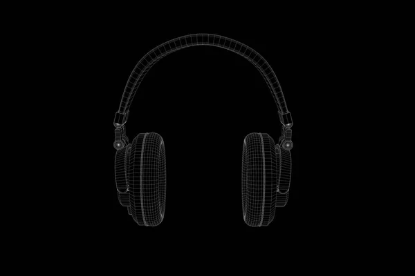 Auriculares 3D en estilo holograma Wireframe. Niza 3D Rendering —  Fotos de Stock