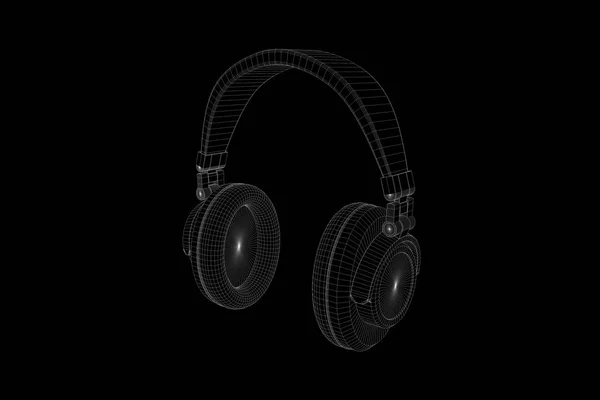 3D навушники в стилі голограми дроту. 3D рендерингу — стокове фото