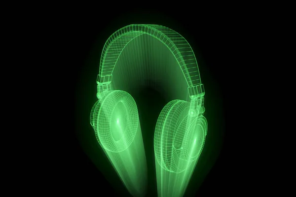 Tel Çerçeve hologramı tarzı 3D kulaklık. Güzel 3d render — Stok fotoğraf