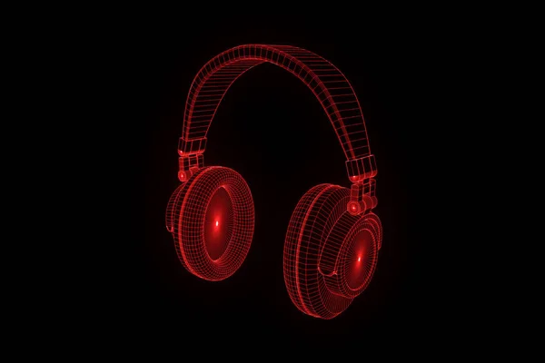 Auriculares 3D en estilo holograma Wireframe. Niza 3D Rendering —  Fotos de Stock