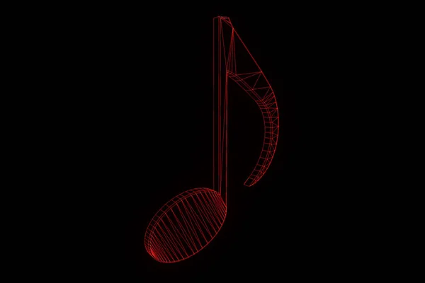 3D müzik Not Tel Çerçeve hologramı tarzı. — Stok fotoğraf
