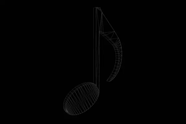 Nota di musica 3D nello stile dell'ologramma di Wireframe . — Foto Stock