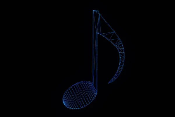 Nota de música 3D en estilo holograma Wireframe . — Foto de Stock