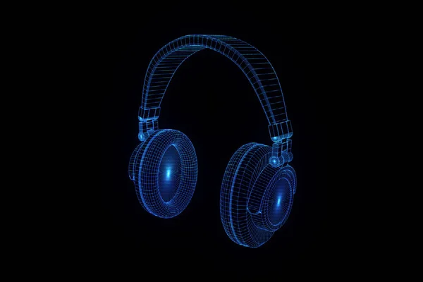 3D навушники в стилі голограми дроту. 3D рендерингу Стокова Картинка