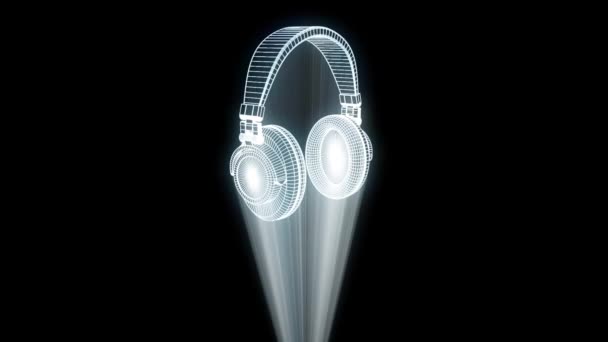 3D Headphone in Wireframe Hologram Style. Nice 3D Rendering — Stock Video