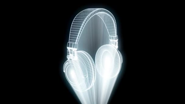 Tel Çerçeve hologramı tarzı 3D kulaklık. Güzel 3d render — Stok video