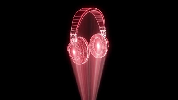 Tel Çerçeve hologramı tarzı 3D kulaklık. Güzel 3d render — Stok video