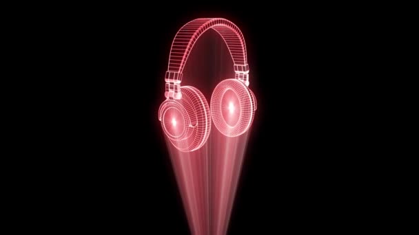 3D Headphone in Wireframe Hologram Style. Nice 3D Rendering — Stock Video