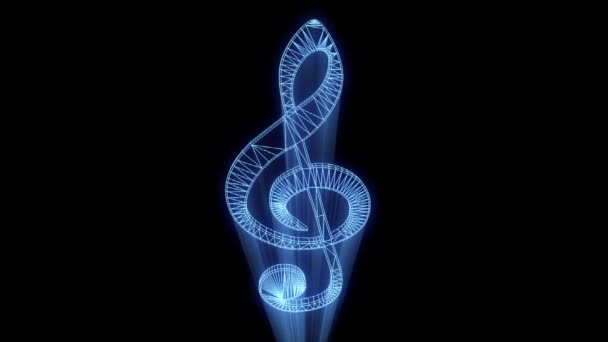 3D Music Note в стиле Wireframe . — стоковое видео