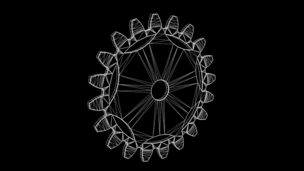 Cogwheel Gear in Hologram Wireframe Style (en inglés). Niza 3D Rendering — Vídeo de stock