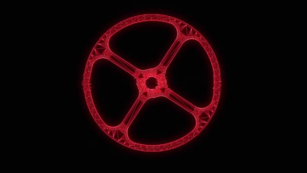 Engrenagem do Cogwheel no estilo do wireframe do holograma. Boa renderização 3D — Vídeo de Stock