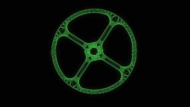 Cogwheel Gear in Hologram Wireframe Style (en inglés). Niza 3D Rendering — Vídeo de stock