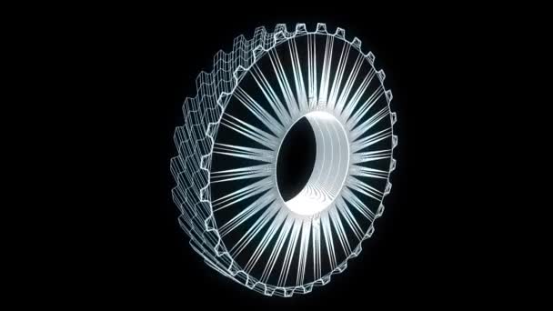 Cogwheel Gear in Hologram Wireframe Style. Nice 3D Rendering — Stock Video