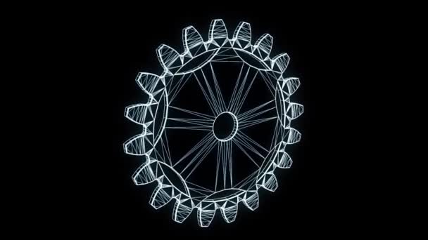 Engrenage de roue dentée dans le style de Wireframe d'hologramme. Belle rendu 3D — Video