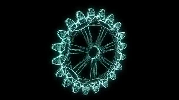 Cogwheel Gear in Hologram Wireframe Style (en inglés). Niza 3D Rendering — Vídeos de Stock