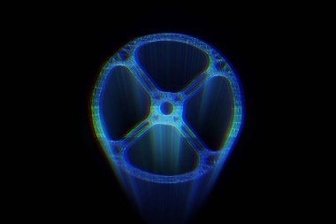 Dişli Dişli Hologram tel kafes tarzı. Güzel 3d render