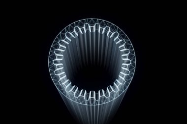 Dişli Dişli Hologram tel kafes tarzı. Güzel 3d render