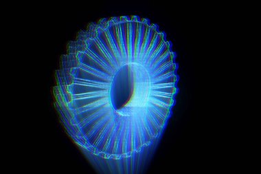 Dişli Dişli Hologram tel kafes tarzı. Güzel 3d render