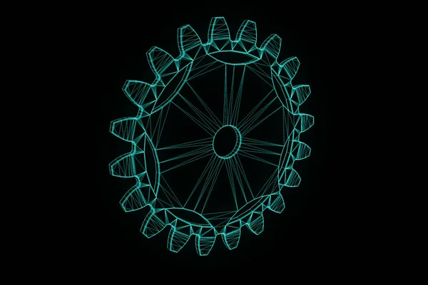 Engrenagem do Cogwheel no estilo do wireframe do holograma. Boa renderização 3D Fotografias De Stock Royalty-Free