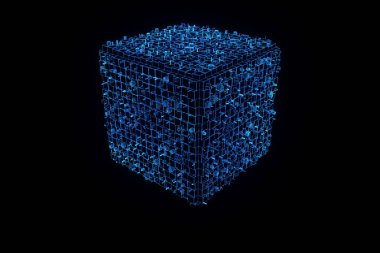 Tel Çerçeve hologramı stil öğe soyut şekli. Güzel 3d render