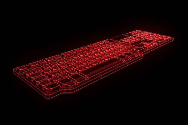 Clavier PC dans le style Wireframe Hologramme. Belle rendu 3D — Photo