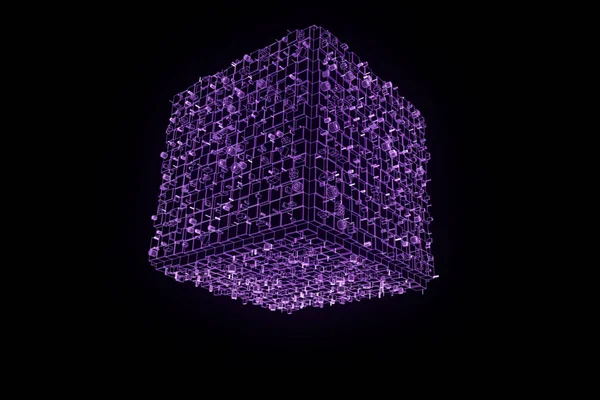Élément de forme abstrait dans le style d'hologramme de Wireframe. Belle rendu 3D — Photo