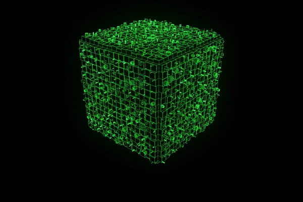 추상적인 모양 와이어 프레임 홀로그램 스타일에서 요소입니다. 멋진 3d 렌더링 — 스톡 사진