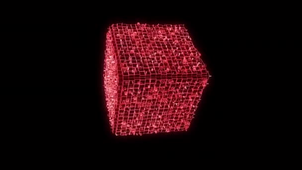 Elemento de forma abstracta en estilo holograma Wireframe. Niza 3D Rendering — Vídeo de stock