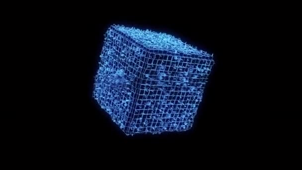 Abstracte vormelement in Wireframe Hologram stijl. Mooie 3D-Rendering — Stockvideo