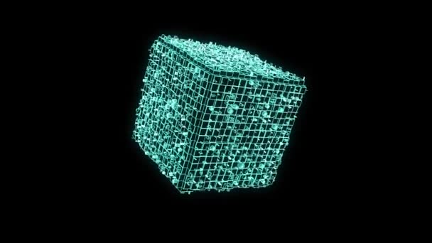 Abstrakcyjny kształt elementu w stylu model szkieletowy Hologram. Ładne renderowania 3d — Wideo stockowe