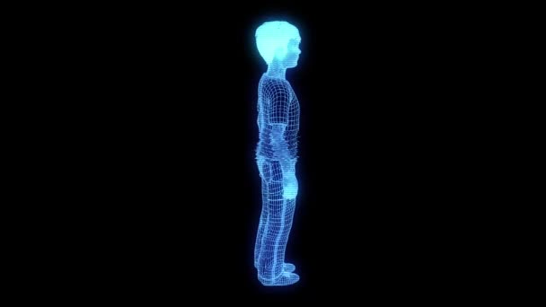 Kind Menselijke Wireframe Hologram Beweging Mooie Rendering — Stockvideo