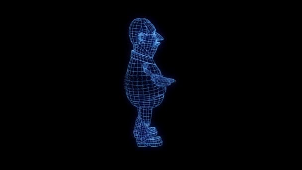 Fat Men Human Wireframe Hologram Motion Niza Rendering — Vídeos de Stock