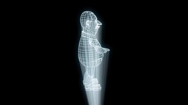 Tłuszczu Mężczyzn Ludzkiego Szkieletu Hologram Ruchu Ładne Renderowania — Wideo stockowe