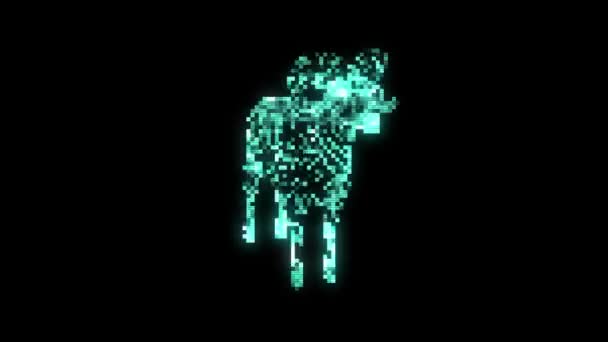 Mountain Sheep Hologram Wireframe Style Nice Rendering — Stock Video