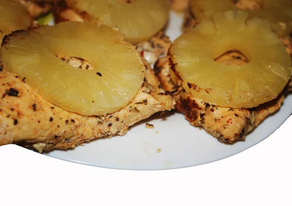 Fried chicken with pineapple. — Stock Photo, Image