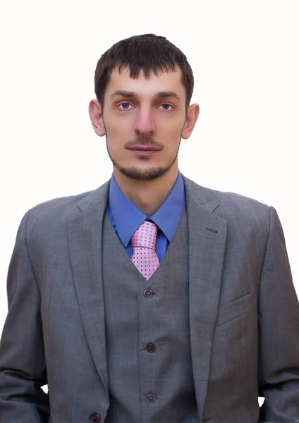 Hombre joven y respetable en un traje gris — Foto de Stock
