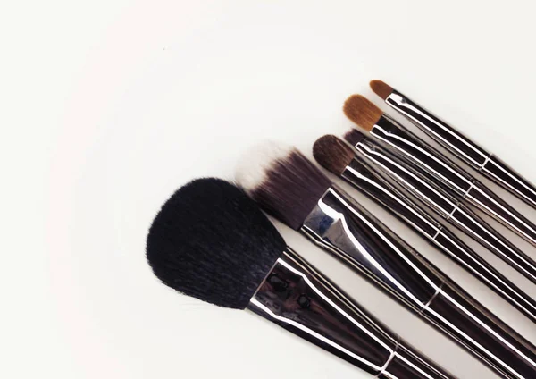 Make-up Pinsel mit silbernem Griff. — Stockfoto