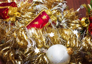 Bir kartpostal ile Noel oyuncaklar için şablon. arka plan.