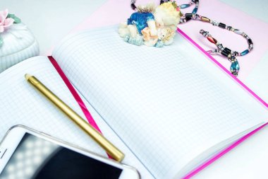 Kadın güzelliğinin öğelerle güzel defter