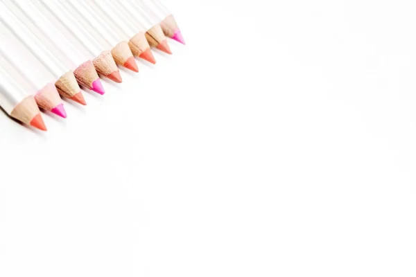 Kalemler için farklı renk beyaz dudaklar. — Stok fotoğraf
