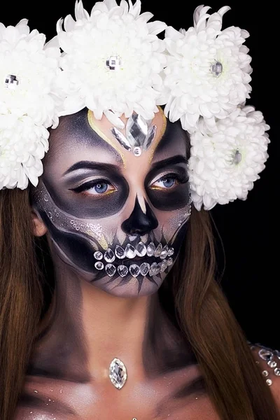 Make-up pro dívku na Halloween — Stock fotografie