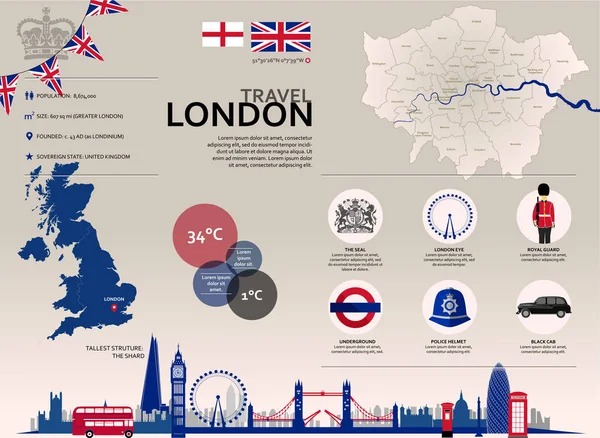 London resor Infographic. Vektorgrafik