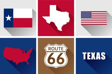 Texas düz Icon Set